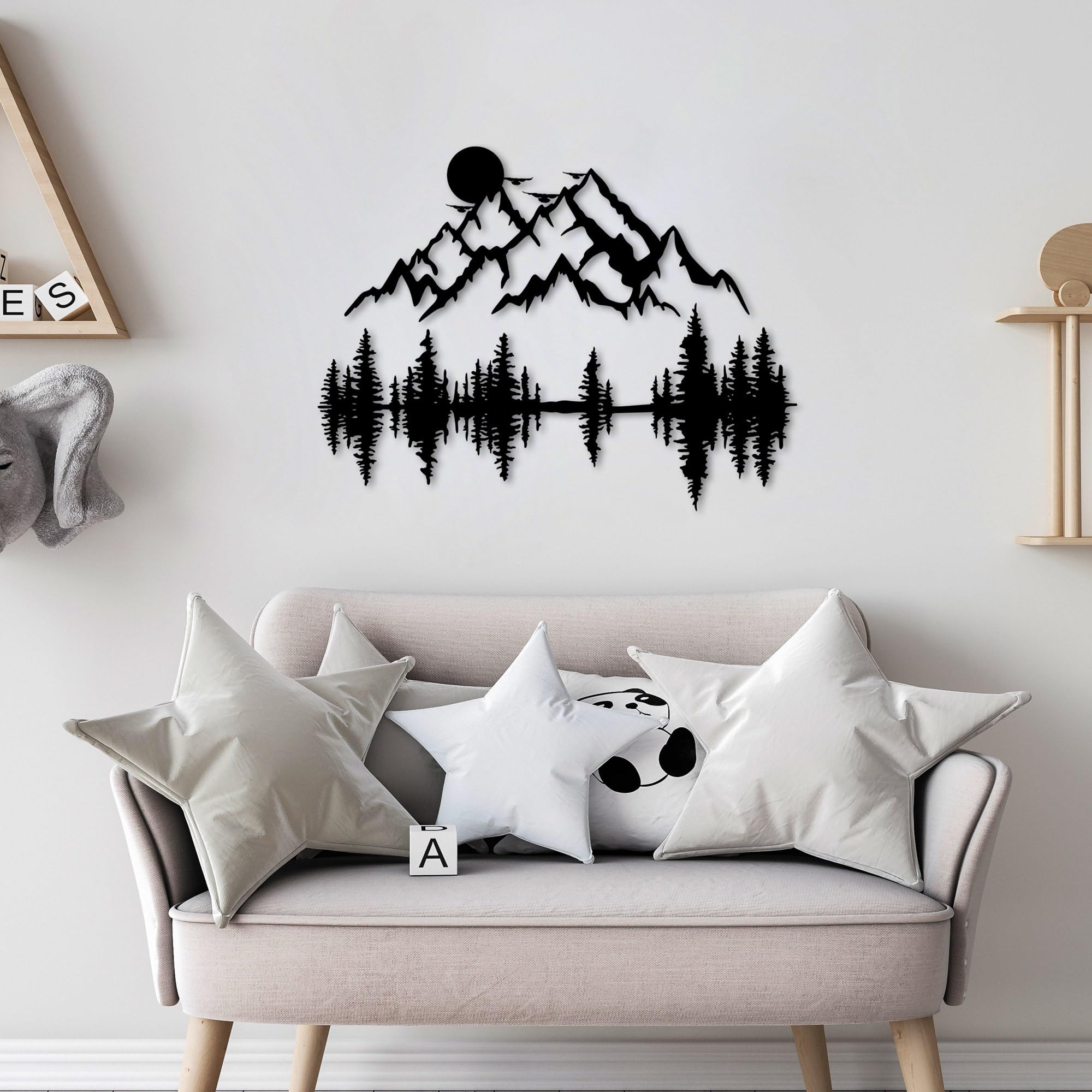 Stylish Black Decorative Metal Wall Accessory, 59 x 25 cm & 70 x 53 cm, 100% Metal, 1.5 mm Thick, Easy Wall Mounting, Perfect for Home Decor