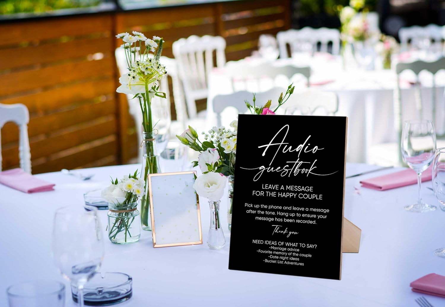 Audio Guest Book Sign, Minimalist Wooden Sign With Stand, Wedding Reception Signs, Party Supplies, Bridal Shower Centerpieces, Engagement Party Decorations, Sign Our Guest Book Signs For Wedding-4 - Image 3