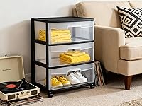 Vista 4 de Carrito ancho con 3 cajones, color negro