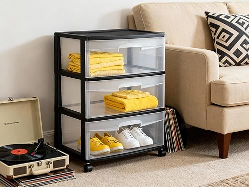 Miniatura 4 de Carrito ancho con 3 cajones, color negro