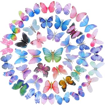 80 Pcs Organza Butterflies for Crafts 3D Butterfly Embellishments