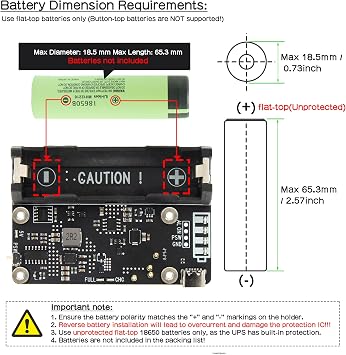 Geekworm X306 V1.5 5V UPS Expansion Board for Raspberry Pi Zero 2W | Max 5.1V 4A Backup Power, Not Include Raspberry Pi and Battery
