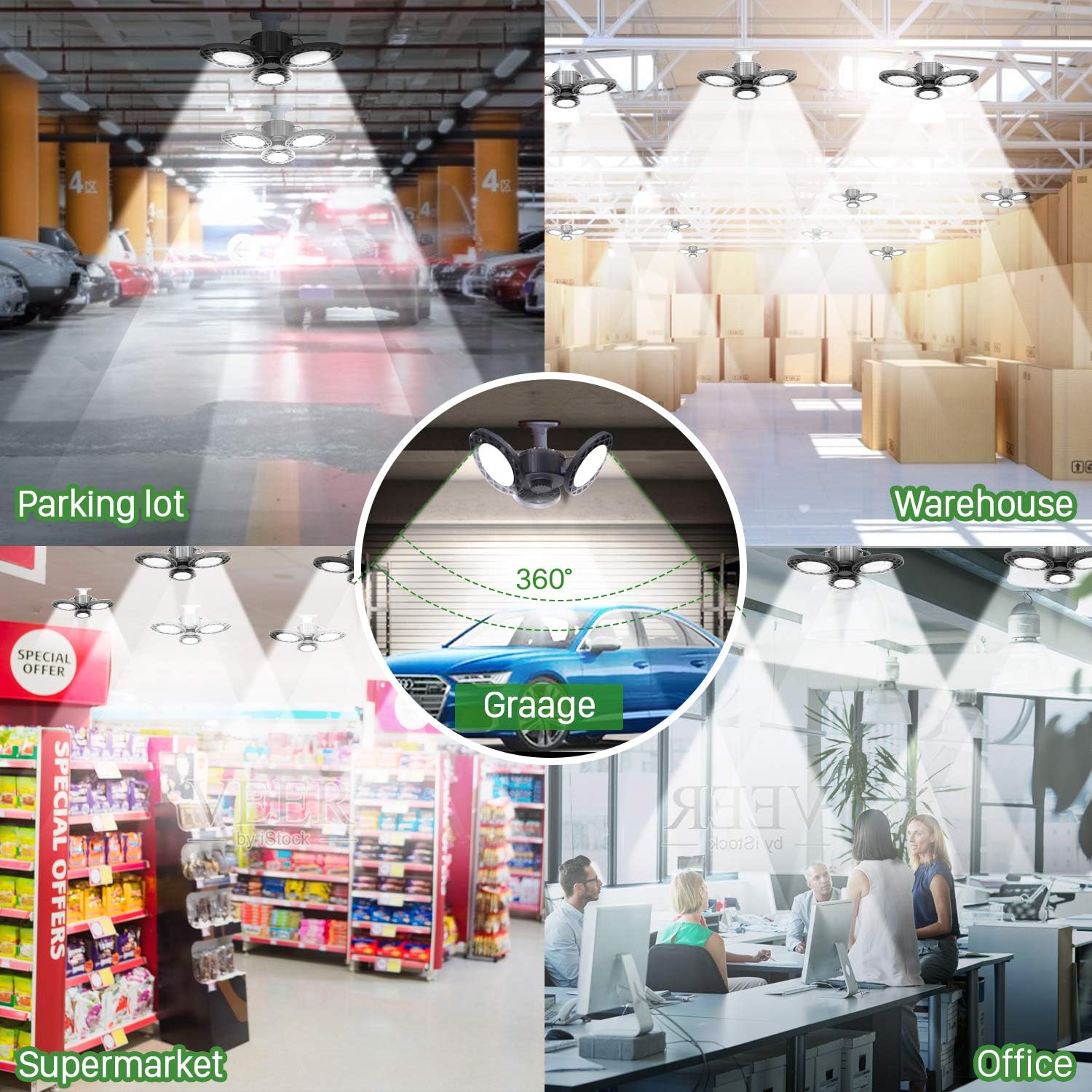 Black Friday 🔥 2 Pack Triple Glow LED Garage Lights, 6000Lumens Three Leaf Deformable Tribright Garage Light Ceiling LED with 3 Adjustable Panels, 60W E26 Illuminator 360 Garage Light Fixture for Garage, Barn, Shop Super Cheap 🛒 2 Pack Triple Glow LED Garage Lights, 6000Lumens Three Leaf Deformable Tribright Garage Light Ceiling LED with 3 Adjustable Panels, 60W E26 Illuminator 360 Garage Light Fixture for Garage, Barn, Shop