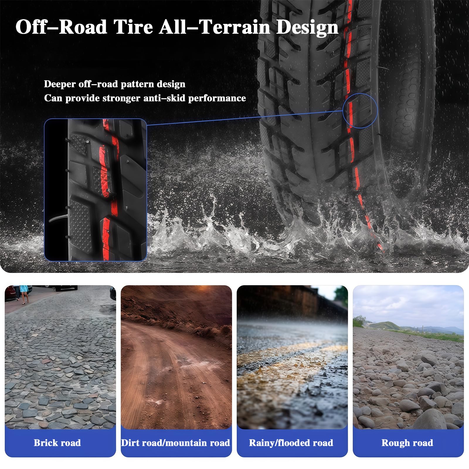 Pneu Tubeless AntidéFlagrant 60/70-6,5 10 Pouces, Roues De Rechange pour Trottinette, Pneu Tubeless Auto-RéParable, Pneu Tout-Terrain à Vide 60/70-6,5