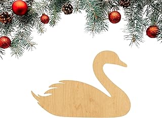 3 Pcs Swan Supply 3" Wooden Shape Ornaments Unique Unpainted Smooth Surface Unfinished Laser Cutout Wood Sheets Boards for Crafts 1/8 Inch Thick Plate