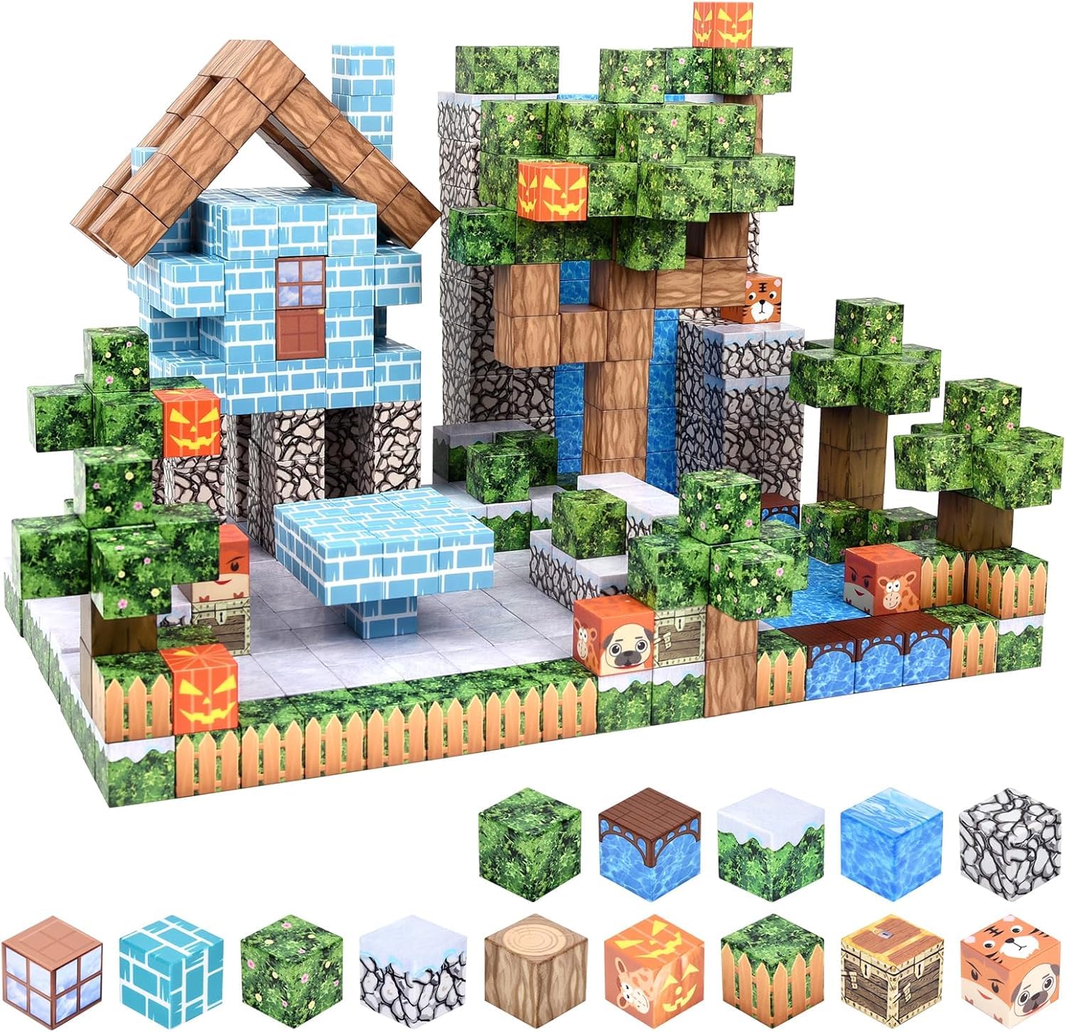 104 PCS Magnetic Blocks, Build Magnet World Magic Portal Set, Magnetic Tiles Building Blocks Toddler Toys STEM Sensory Outdoor Toys for 3+ Year Old Boys & Girls, Creative Kids Games Kids Toys