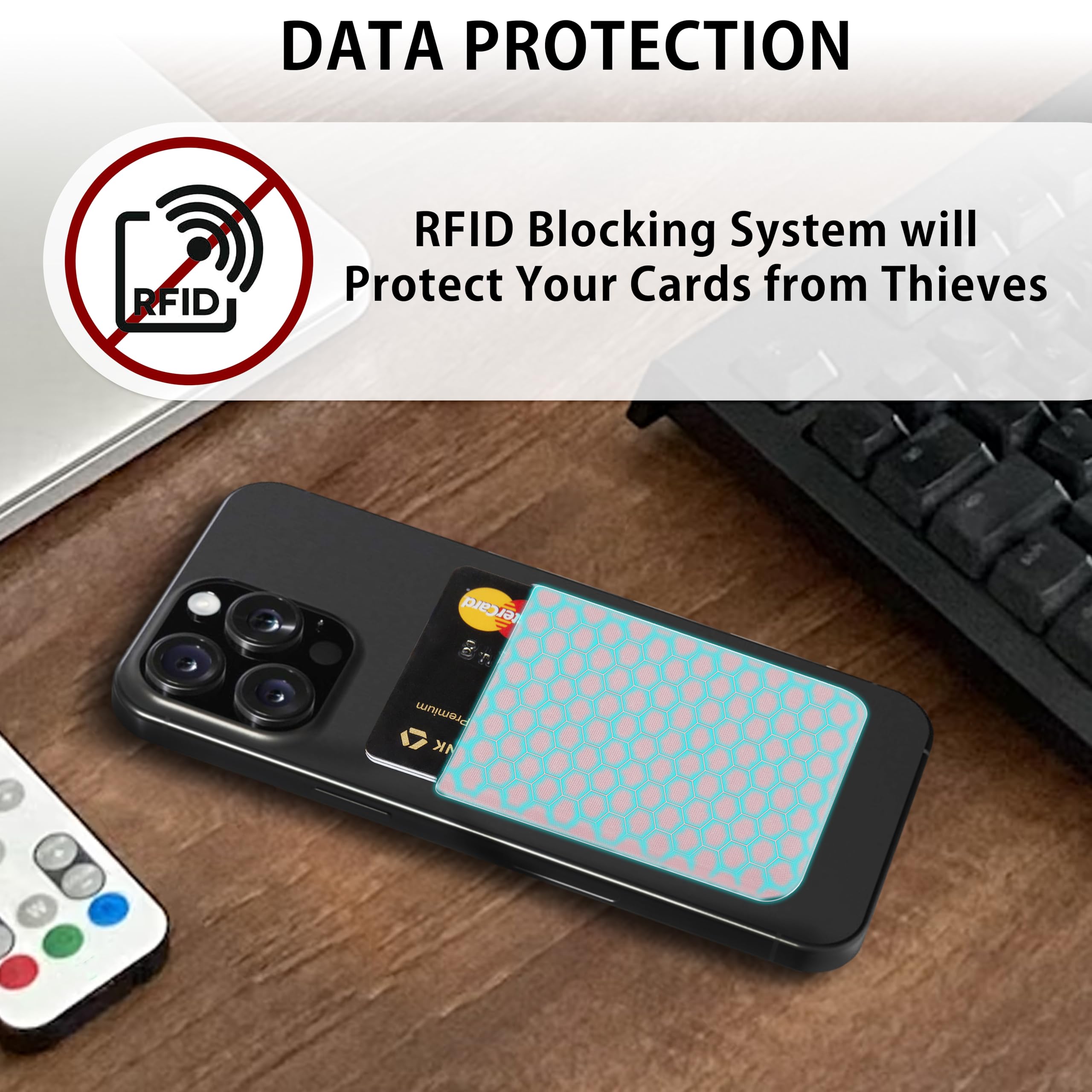 MyGadget Portafoglio per Smartphone - Protezione RFID e NFC – Porta Carte di Credito Cuffie o Soldi - Wallet per Cellulare da incollare - Rosa