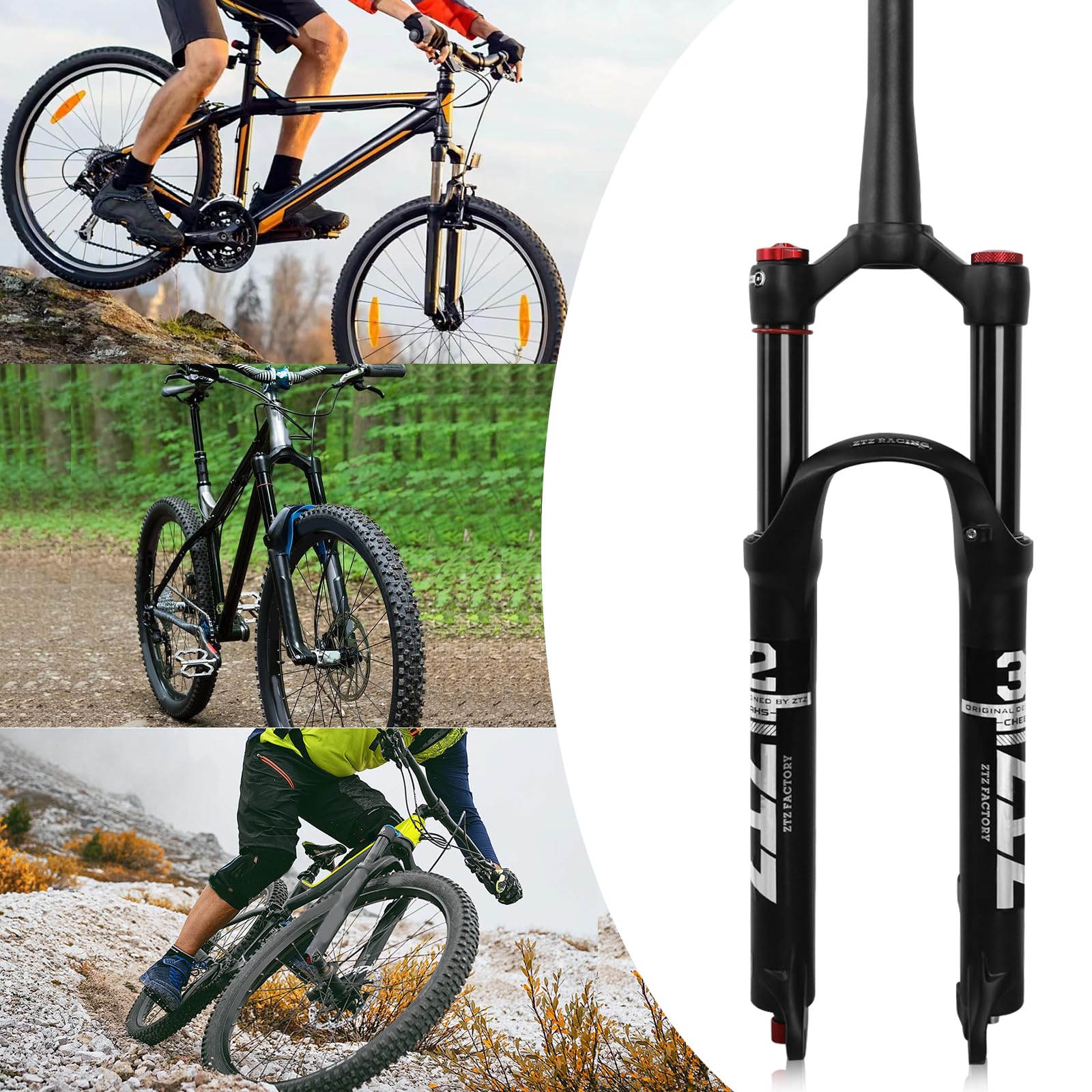 ZTZ 26/27.5/29 inch MTB Air Suspension Fork, 1 1/8 to 1.5 inch