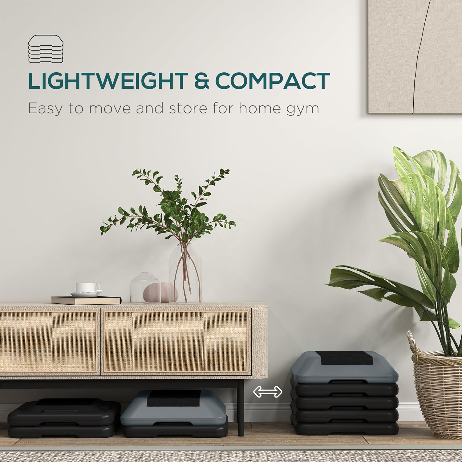 Soozier Aerobic Exercise Step Platform, 5-Level Height Adjustable Stepper, Fitness Step for Home Gym, 4" 6" 8" 10" 12" - Image 5