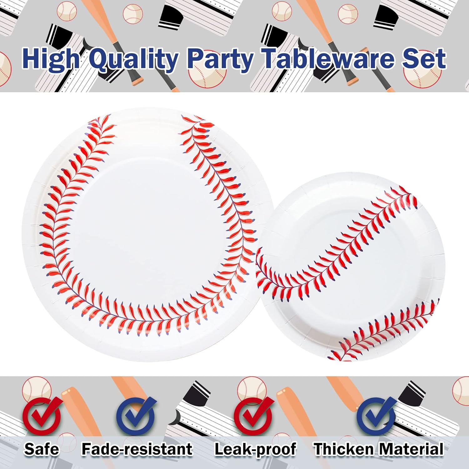 Baseball Party Favors Party Decorations, 96pcs Baseball Party Plates and Napkins Forks Baseball Themed Party Birthday Decorations Supplies For Boys Baby Shower Serves 24 - Image 7