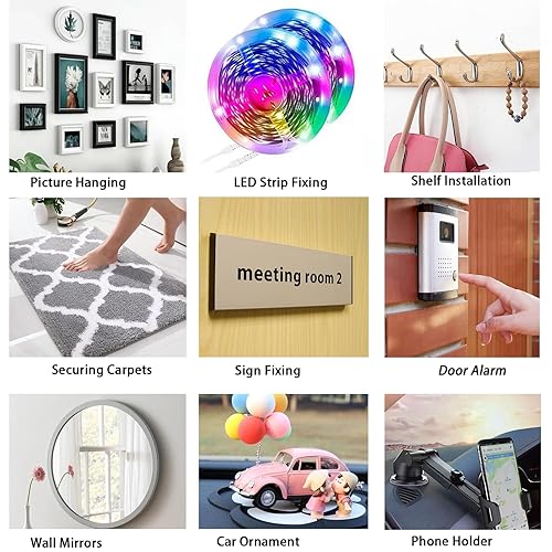 Miniatura 7 de HUTIXI Cinta de montaje resistente, 2 piezas de cinta fuerte de doble cara automotriz, cinta adhesiva impermeable de espuma para interiores y