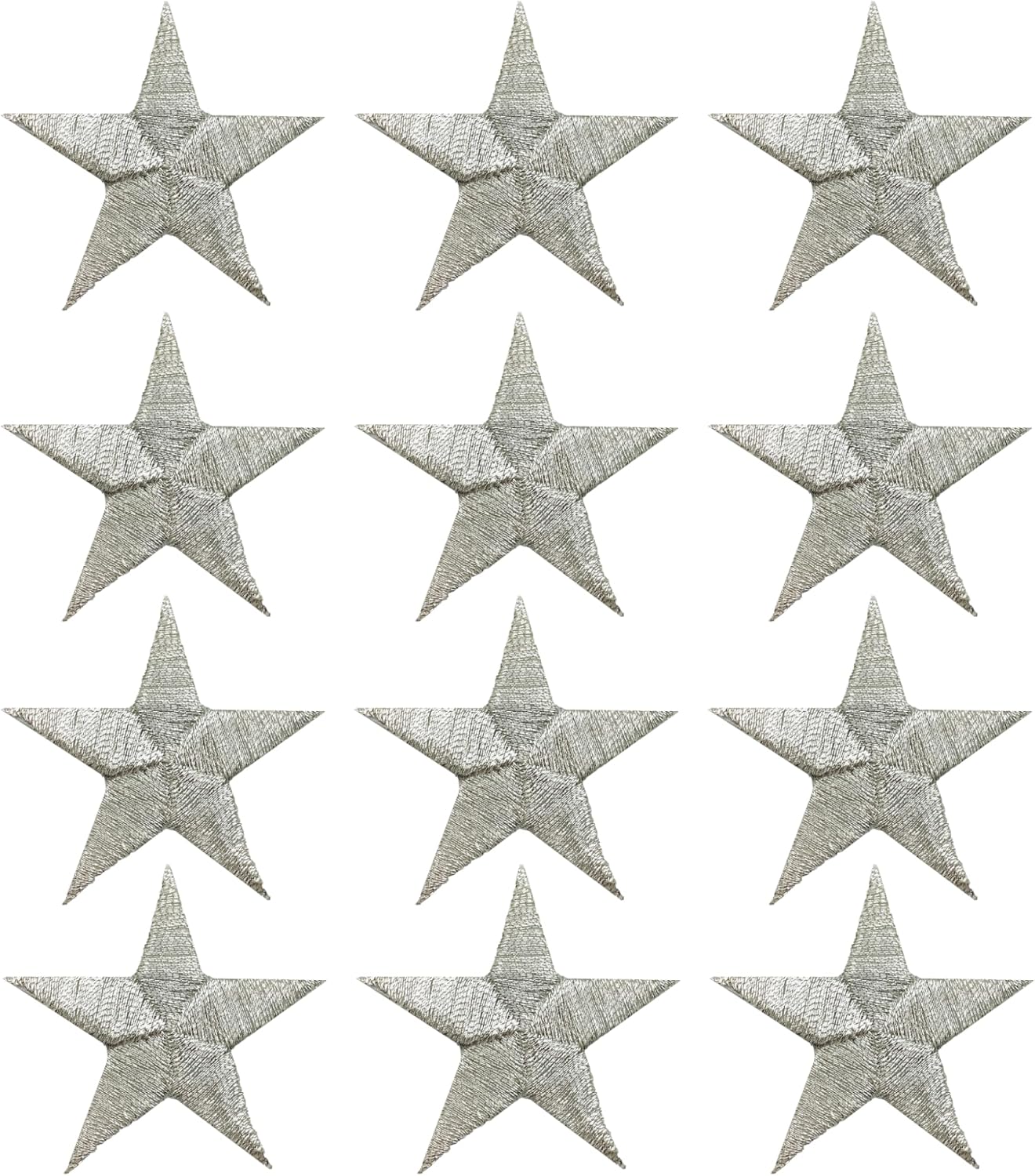 Yellow Embroidered Star Iron-On Appliqué – 1-5/8” – Pack of 12 Heat Seal Patches for Uniforms, Costumes, Crafts – Trimplace