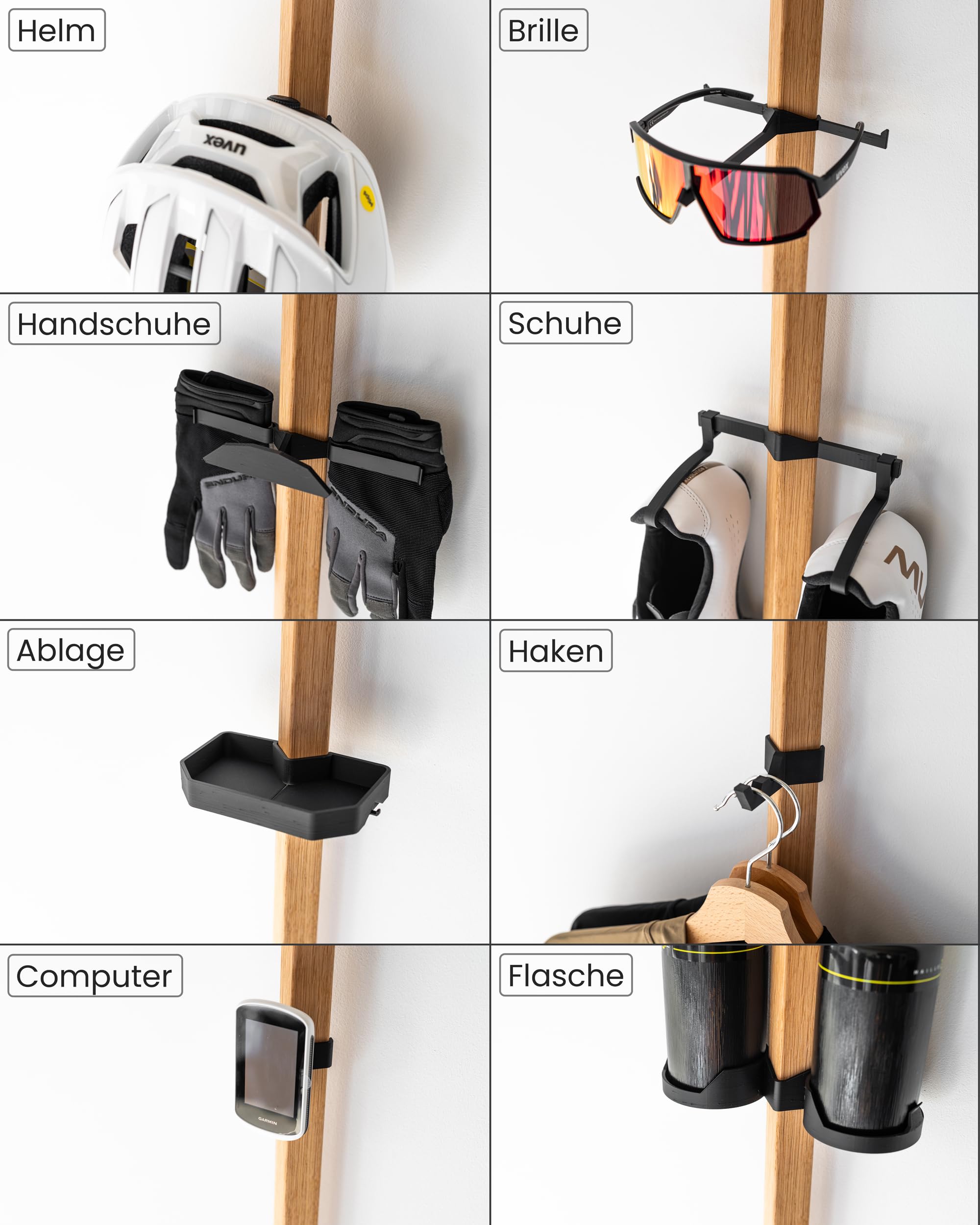 PARAX Gear-Rack Organiseur mural pour accessoires de vélo en bois