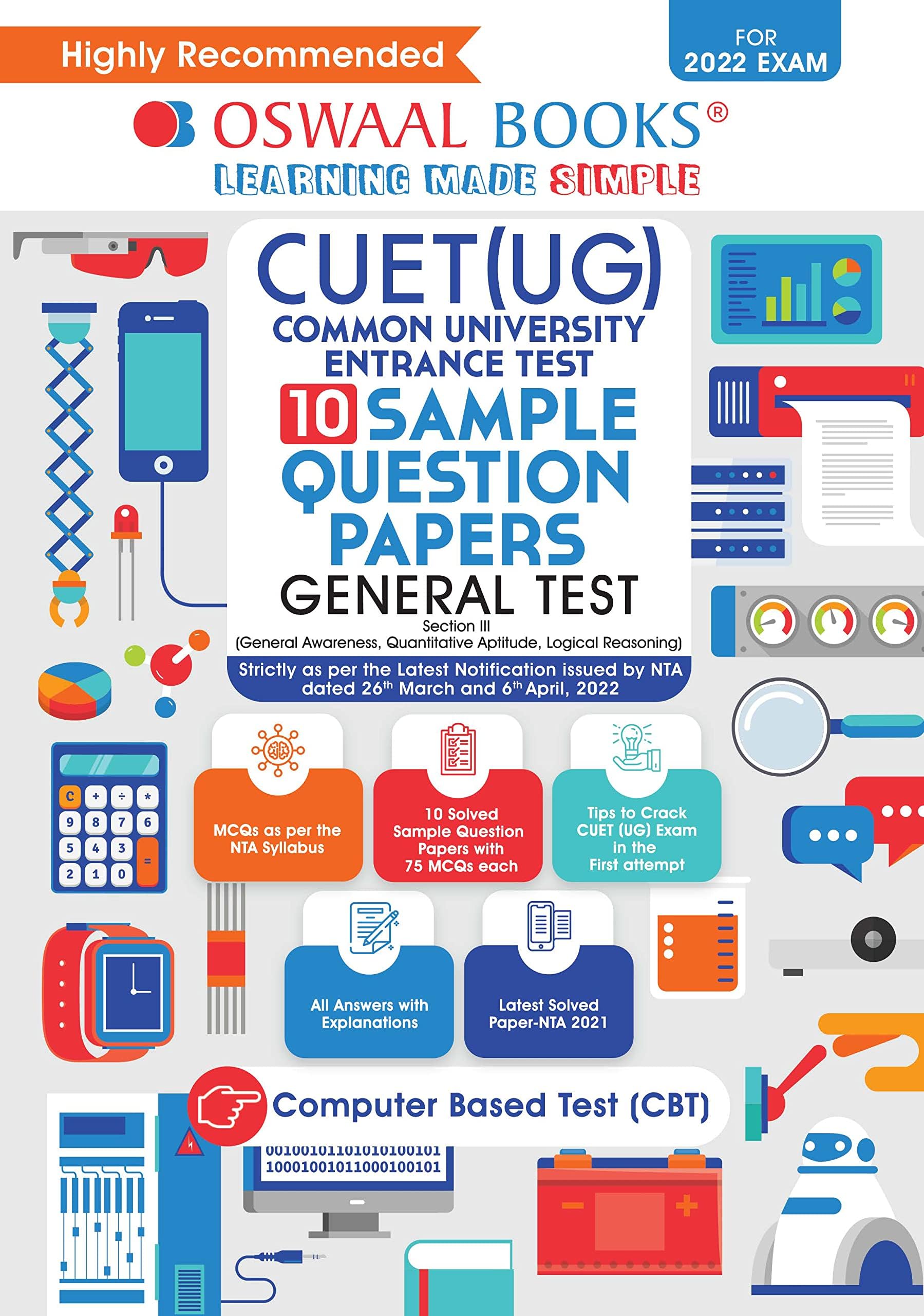 Oswaal NTA CUET (UG) 10 Sample Question Papers, General Test (Quantitative Aptitude, Logical Reasoning, General Awareness) (Entrance Exam Preparation Book 2022)