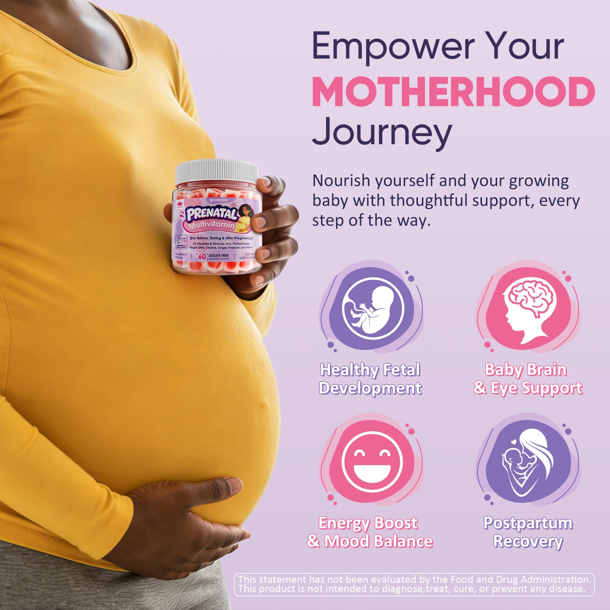 Prenatal Gummies for Mom & Baby with DHA 300mg, Iron, Methylfolate, 60 Cts — Amazon image 4