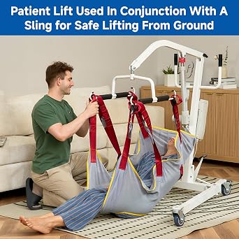 Electric Patient Lift, Sit to Stand Lift for Elderly, Lift Sling with Head Support, Medical Transfer Lift, for Home and Hospital Use Seniors Easy-Assembly, Emergency Stop, 500lb Capacity