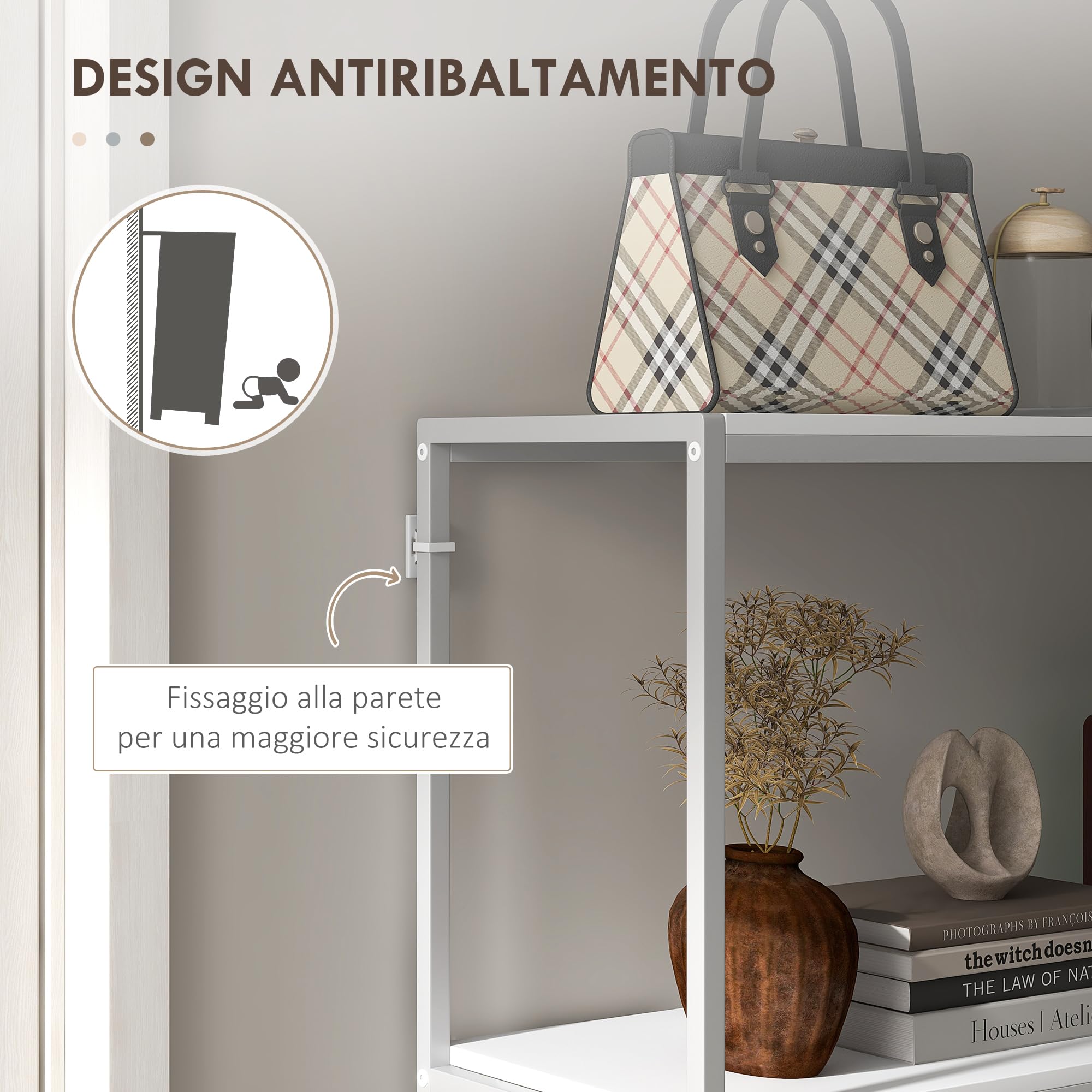 HOMCOM Tavolo Consolle Slim da Ingresso con Ripiano Aperto, Mobile Consolle in Acciaio e Truciolato, 100x30x87 cm, Bianco