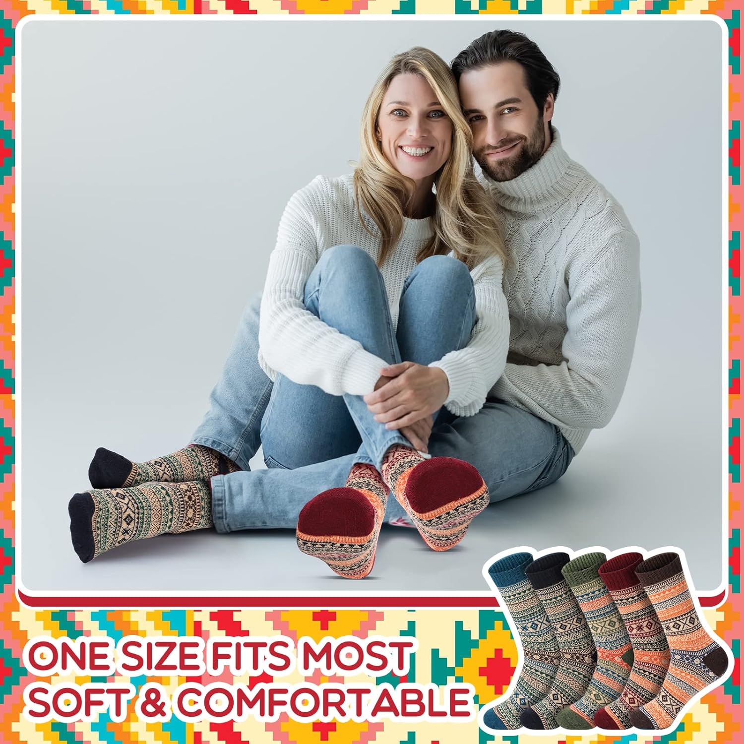 Hicarer 50Pairs Winter Vintage Socks Bulk, Warm Wool Thick Knit Thermal Socks for Women Men Christmas Gifts - Image 6