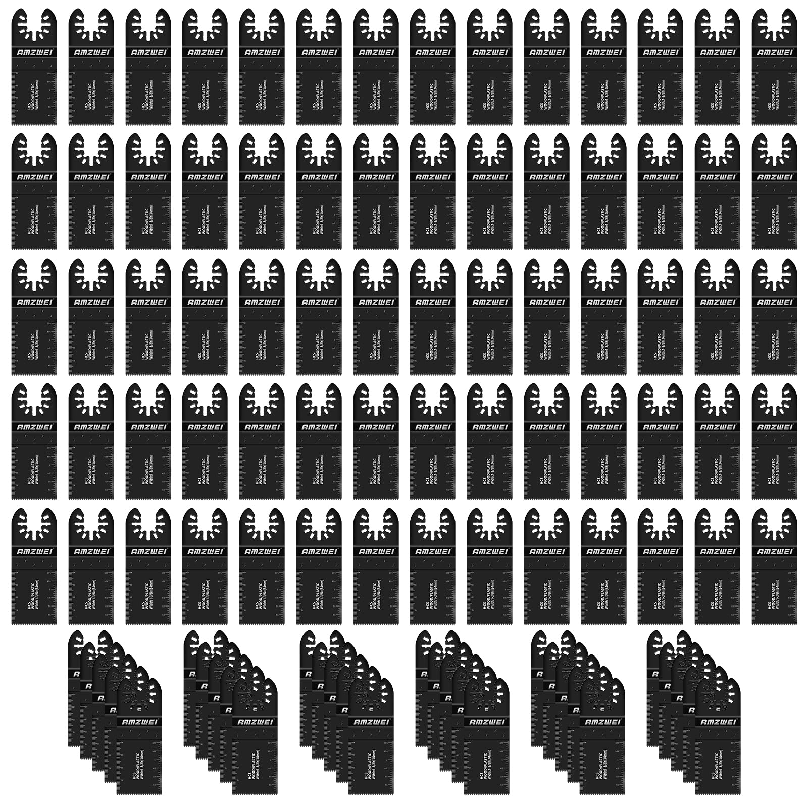 100PCS Multi Tool Blades, Universal Multitool Blades for Wood Plastics Cutting, Oscillating Multitool Quick Release Compatible with Dewalt Milwaukee Bosch Makita Dremel