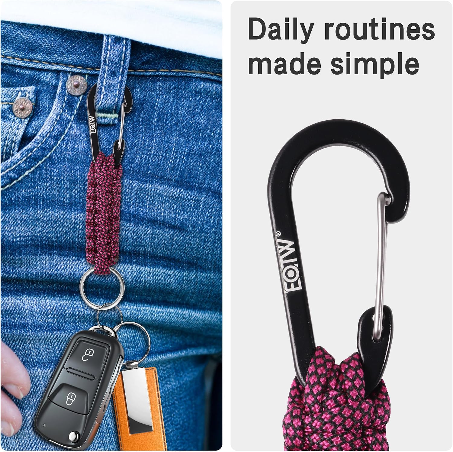 EOTW Carabiner Keychain,Paracord Keychain Small Aluminum Clip D Ring for Camping, Hiking, Fishing, Or As A Key Organizer image 4
