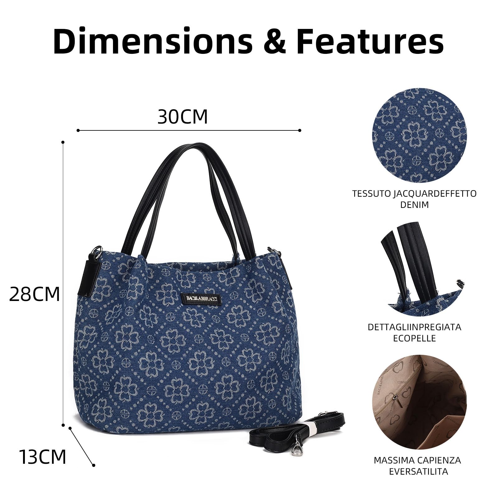 Baci & Abbracci Borsa a Mano Donna in Tessuto Jacquard
