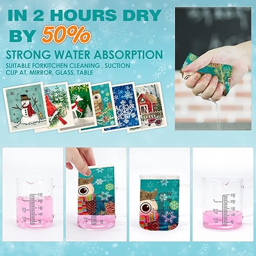 Miniatura 3 de Morigins Happy Winter - Paños de cocina suecos reutilizables, absorbentes y de secado rápido, paños de limpieza para cocina, 6 piezas