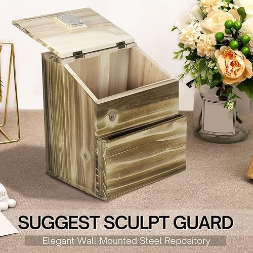 Miniatura 3 de Flexzion Caja de sugerencias de madera con cerradura de llave, montada en la pared o de pie con cerradura de boleta de oración con cerradura