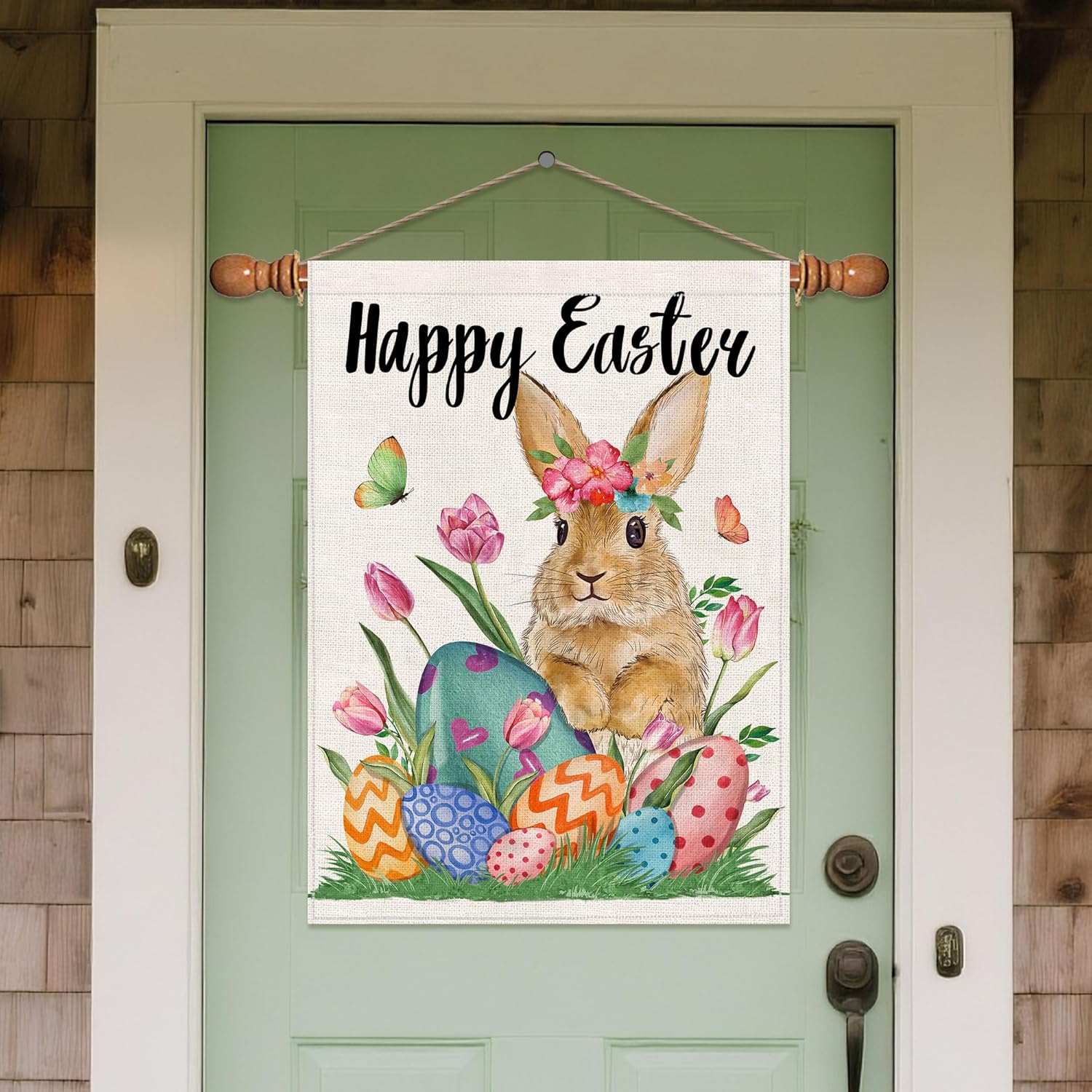 Hexagram Easter Flag, Easter Flags 28 x 40 Double Sided, Happy Bunny Eggs Yard for Outside Home Decor - Image 6