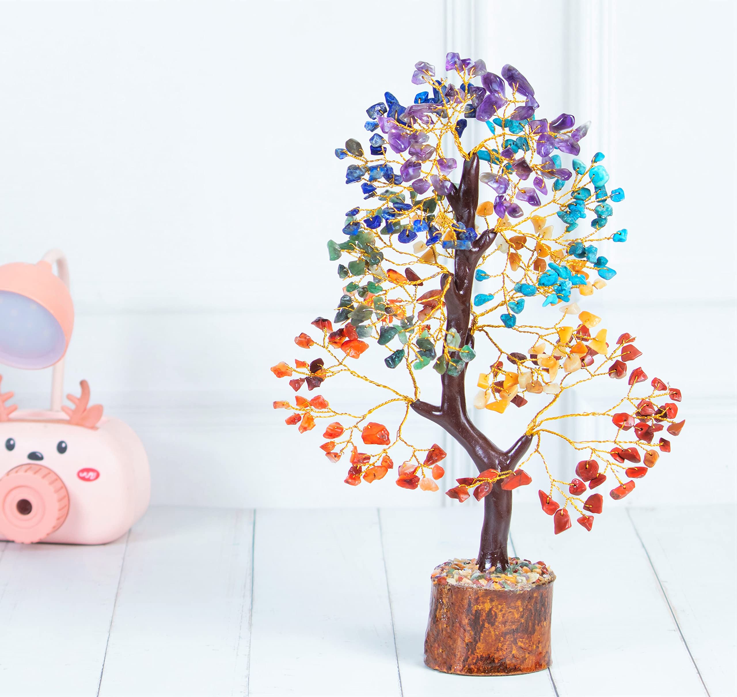 Crocon Albero della vita dei sette chakra, albero della vita per energia positiva, Feng Shui, albero dei soldi, bonsai, pietra preziosa, decorazione per la casa, regalo di compleanno premuroso per
