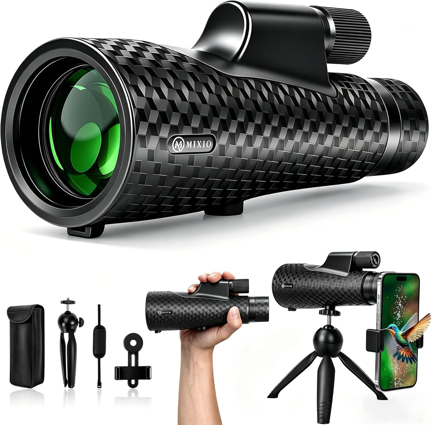 15x56 Monocular Telescope High Power Monoculars High Definition for Adults Kids with Smartphone Adapter&Tripod with BAK-4 Prism Stargazing Hunting, Wildlife Bird Watching, Travel Camping, Hiking