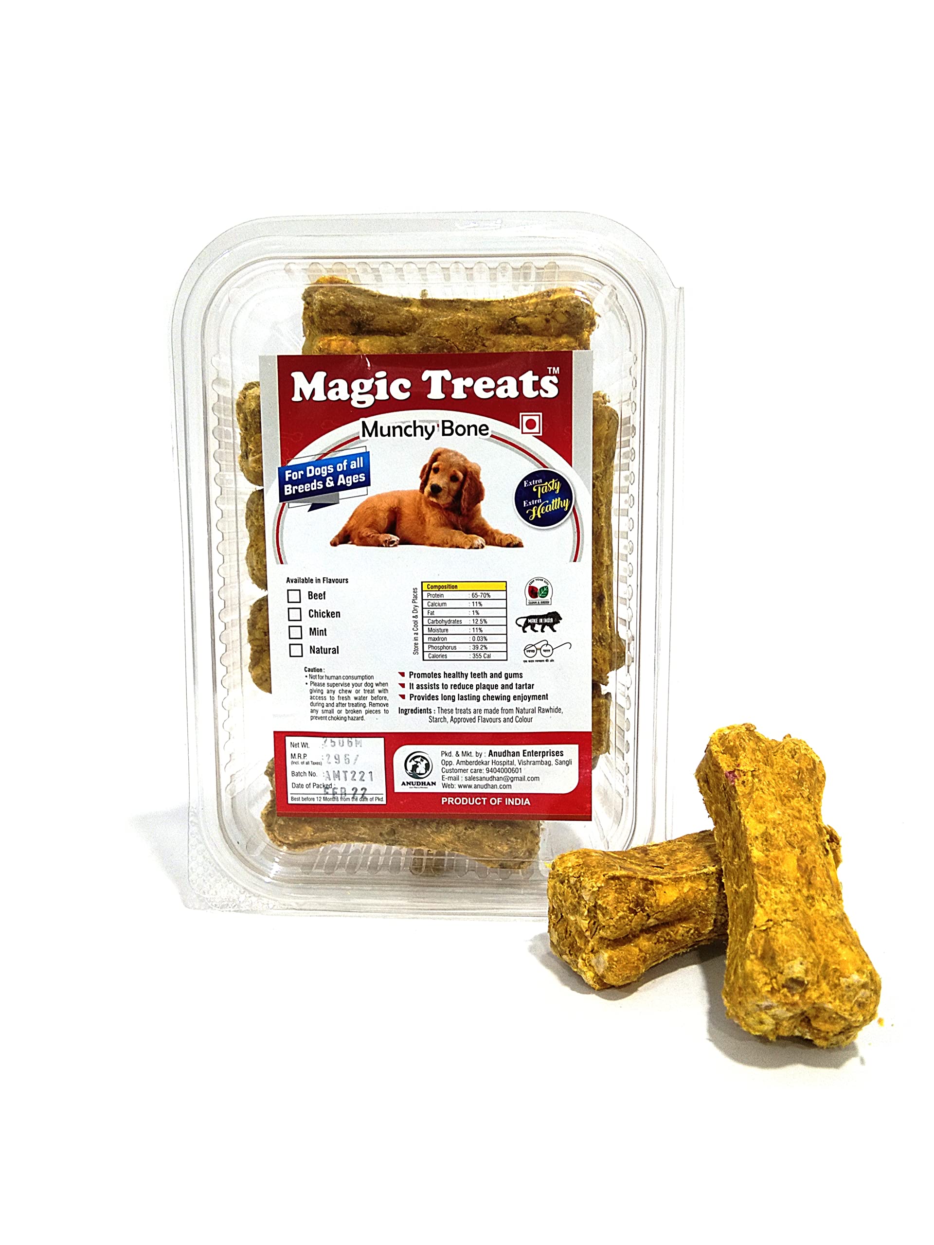 Magic Treats Chicken Flavor Munchy Bone (Chicken, 250 gm)