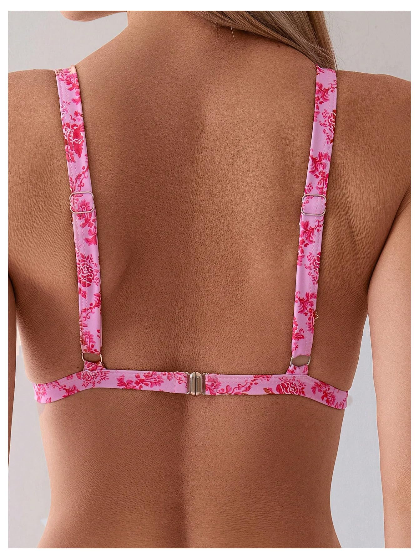 ZAFUL Damen 2-teiliger Badeanzug mit Blumendruck, dreieckiger String, hochgeschnittener Bikini-Sets, Badeanzug