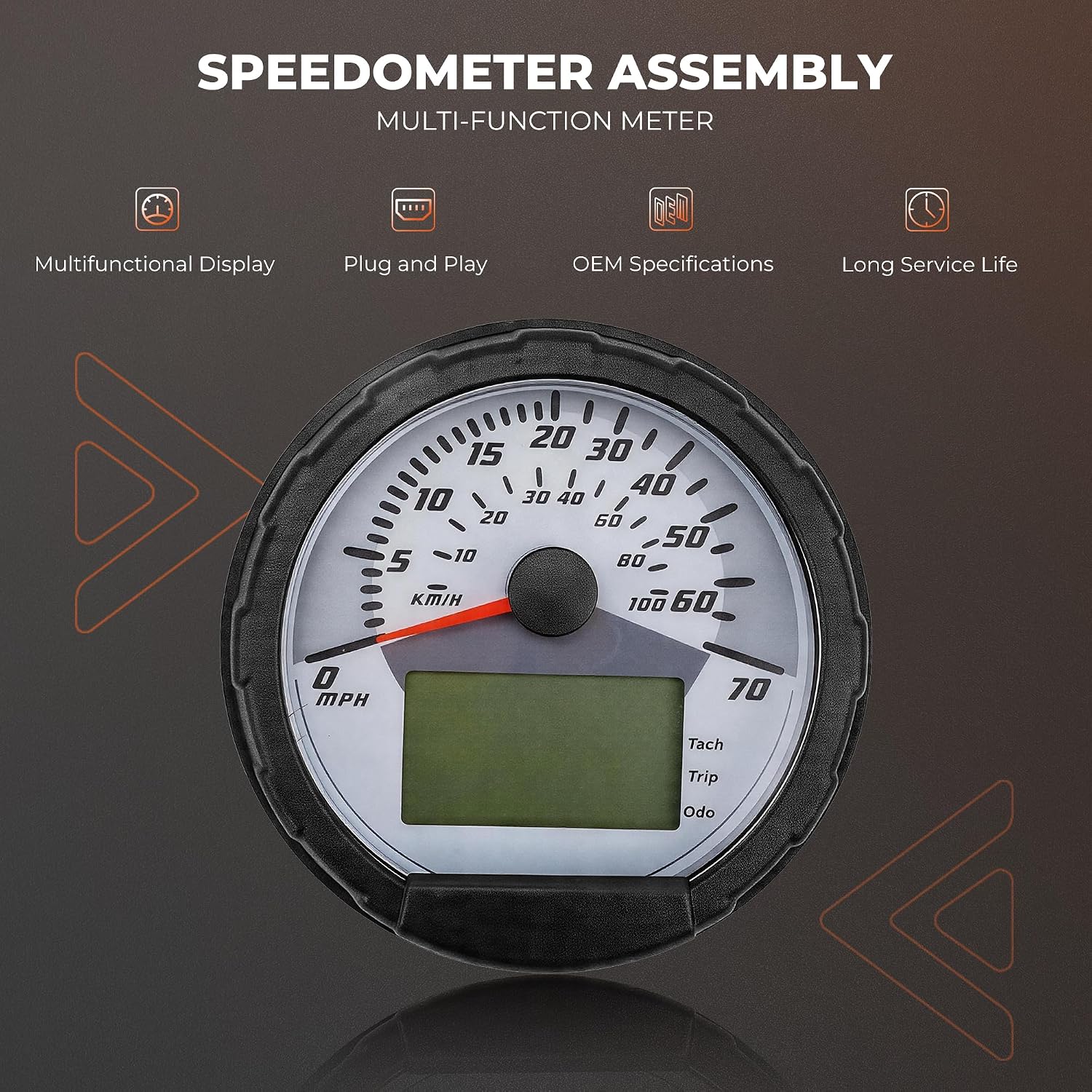ATV Speedometer Gauge Cluster - Fits 2004-2008 Sportsman 400 500 600 700 800 - Replace OEM # 3280431 3280482 3280528 - Waterproof LCD Gauge Speedo Instrument Dashboard