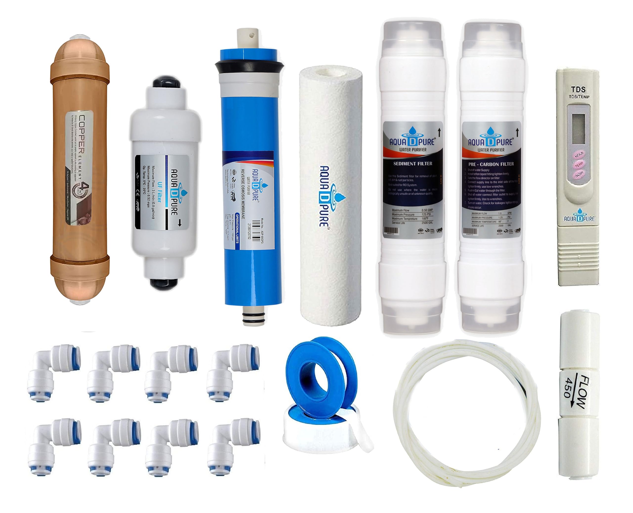 AQUA D PURE Complete RO Service Kit with 4 in 1 Copper Filter Cartridge,Suitable for All Type of RO Water Purifier
