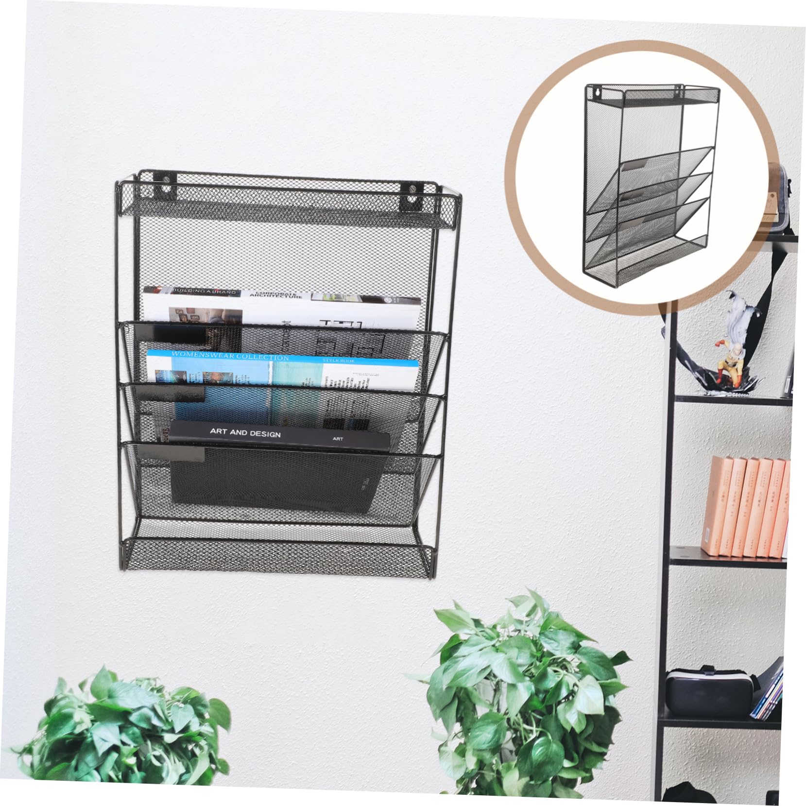 NUOBESTY Organizador De Archivos De Metal Con Diseño De Soporte Vertical Para y Revistas Estante Colgante Para Con Ganchos Para Almacenamiento De Papeleo y Material De