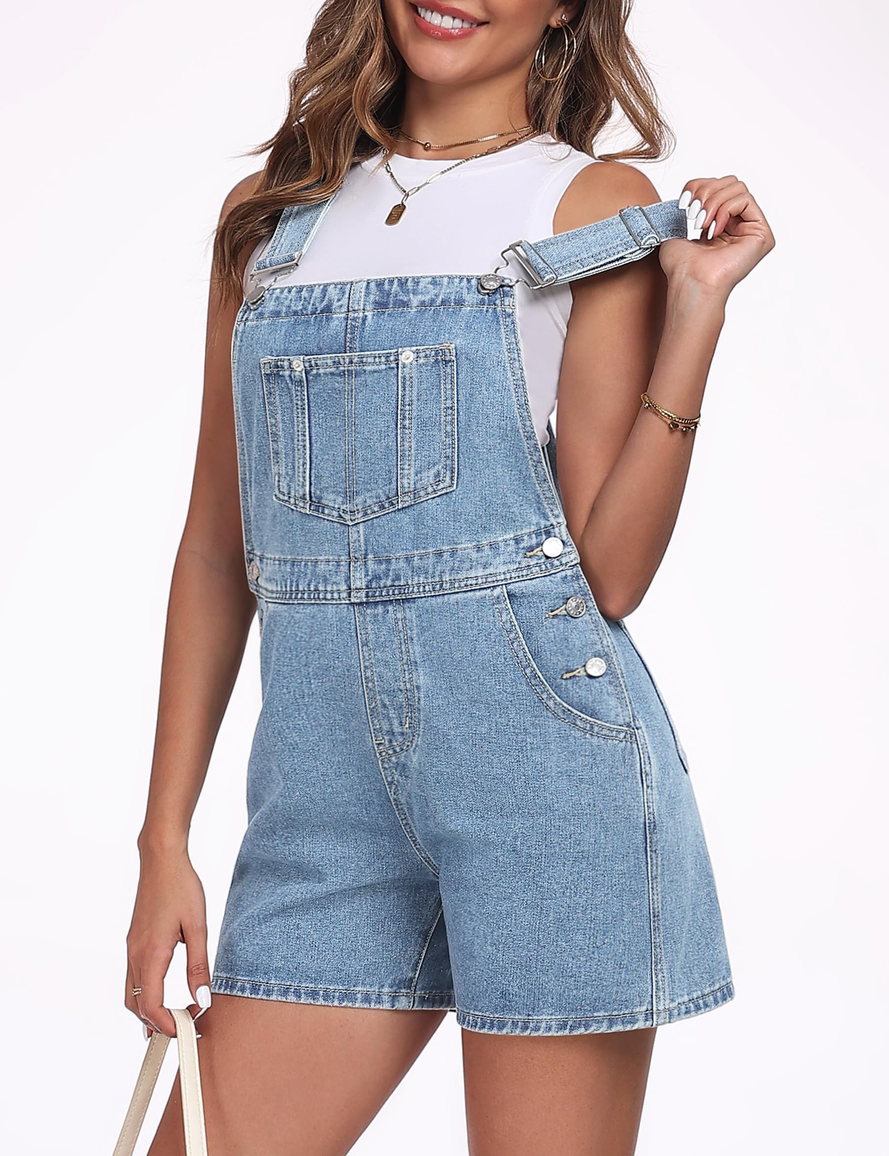 Fengbay Latzhose Damen Kurz Jeans Overall Casual Sommer Baggy Bib Denim Shorts Jumpsuits Mit Verstellbare Trägern Mode