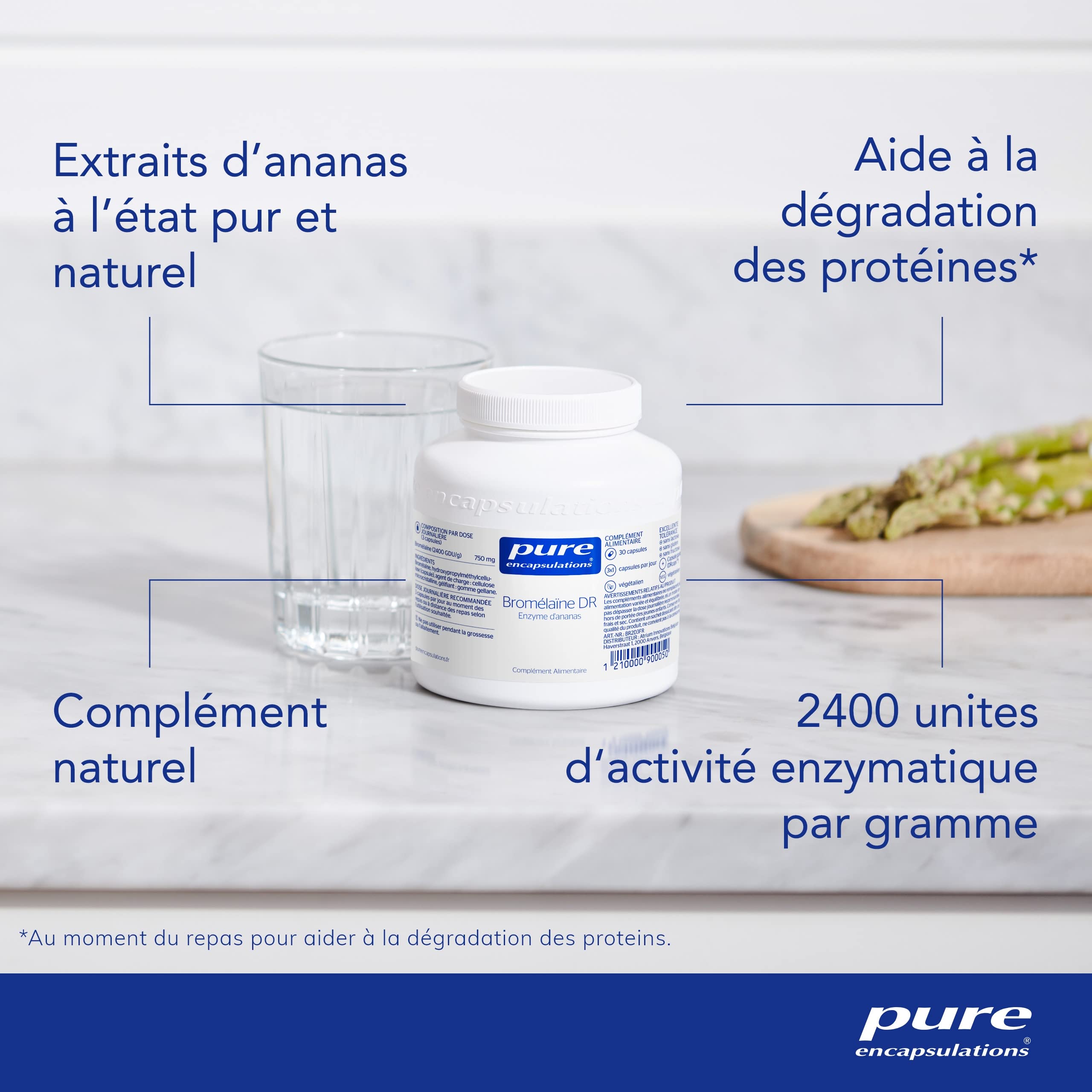 Pure Encapsulations - Bromélaïne DR - Enzymes Végétales Extraites de l'Ananas - Contribue au Maintien de la Fonction Digestive Normale - 30 Gélules Véganes