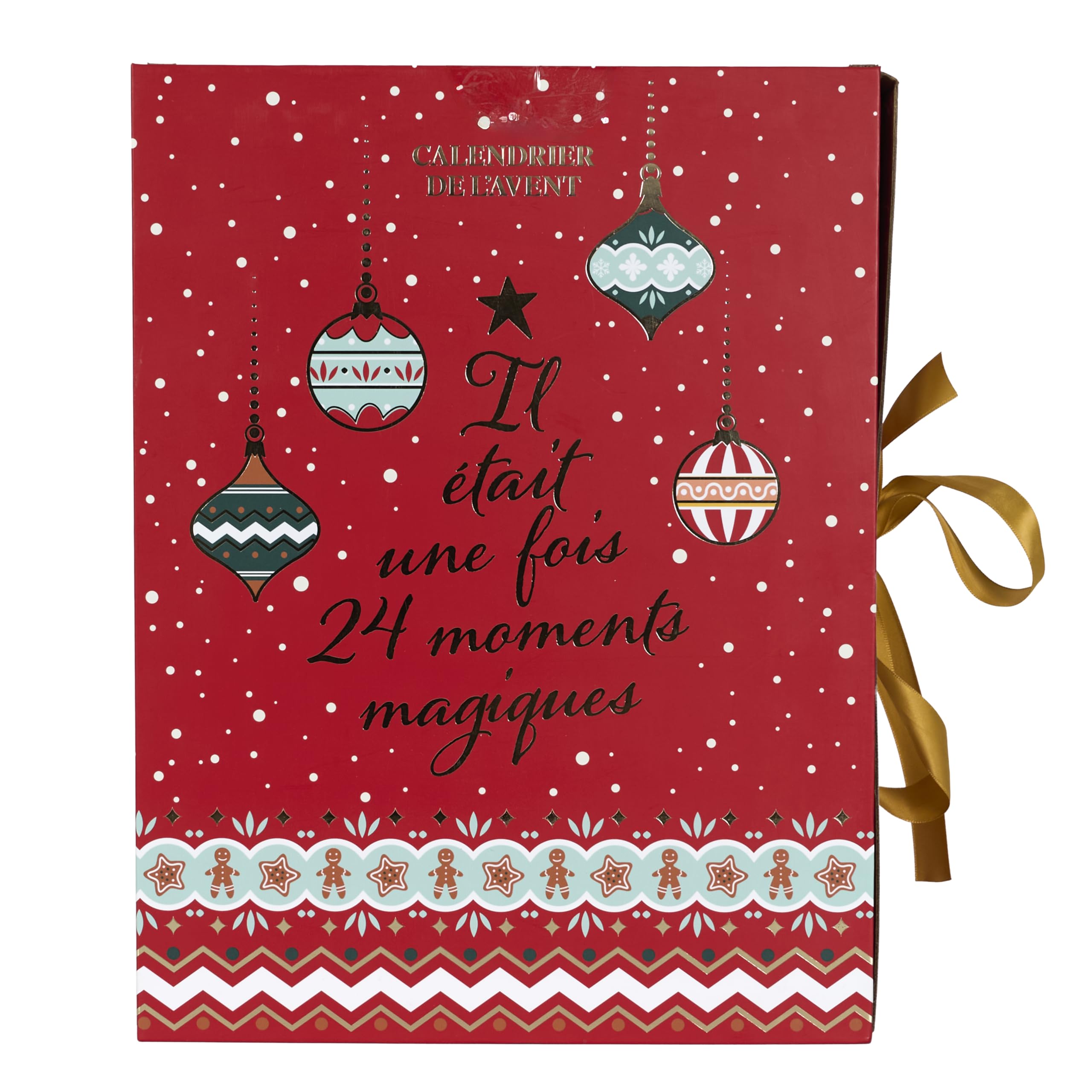 Home Deco Factory, BO0095, Calendrier de l'Avent avec Bougies Parfumées et Surprises, Design Traditionnel, Ambiance Festive, Idéal pour Offrir, Rouge, Taille Unique
