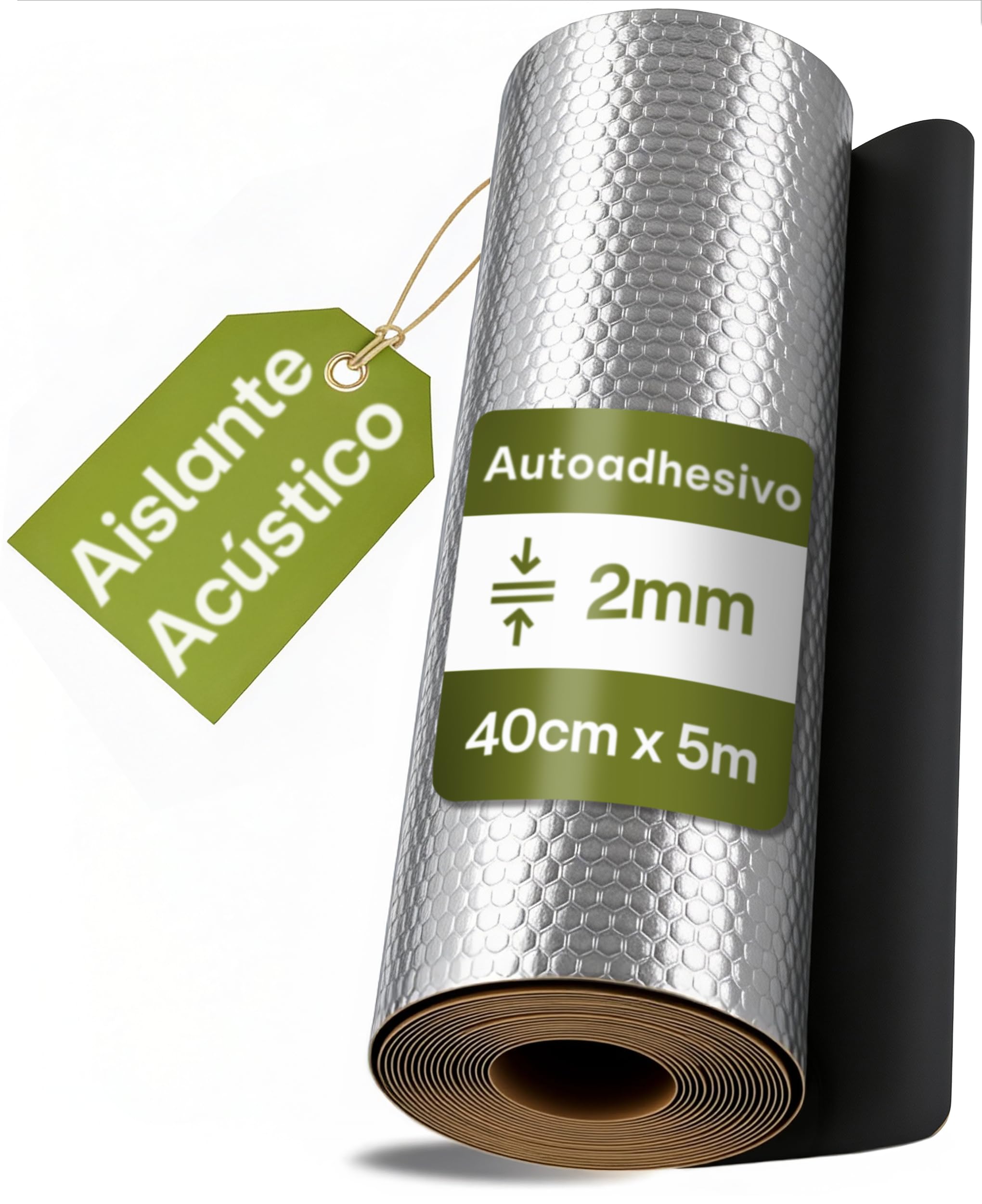 Praknu Placas Insonorizantes para Automóviles 2 mm – 40 × 500 cm, Alfombrilla Antivibración de Caucho Butílico Autoadhesiva – para una Cabina más Silenciosa y una Mejor Acústica