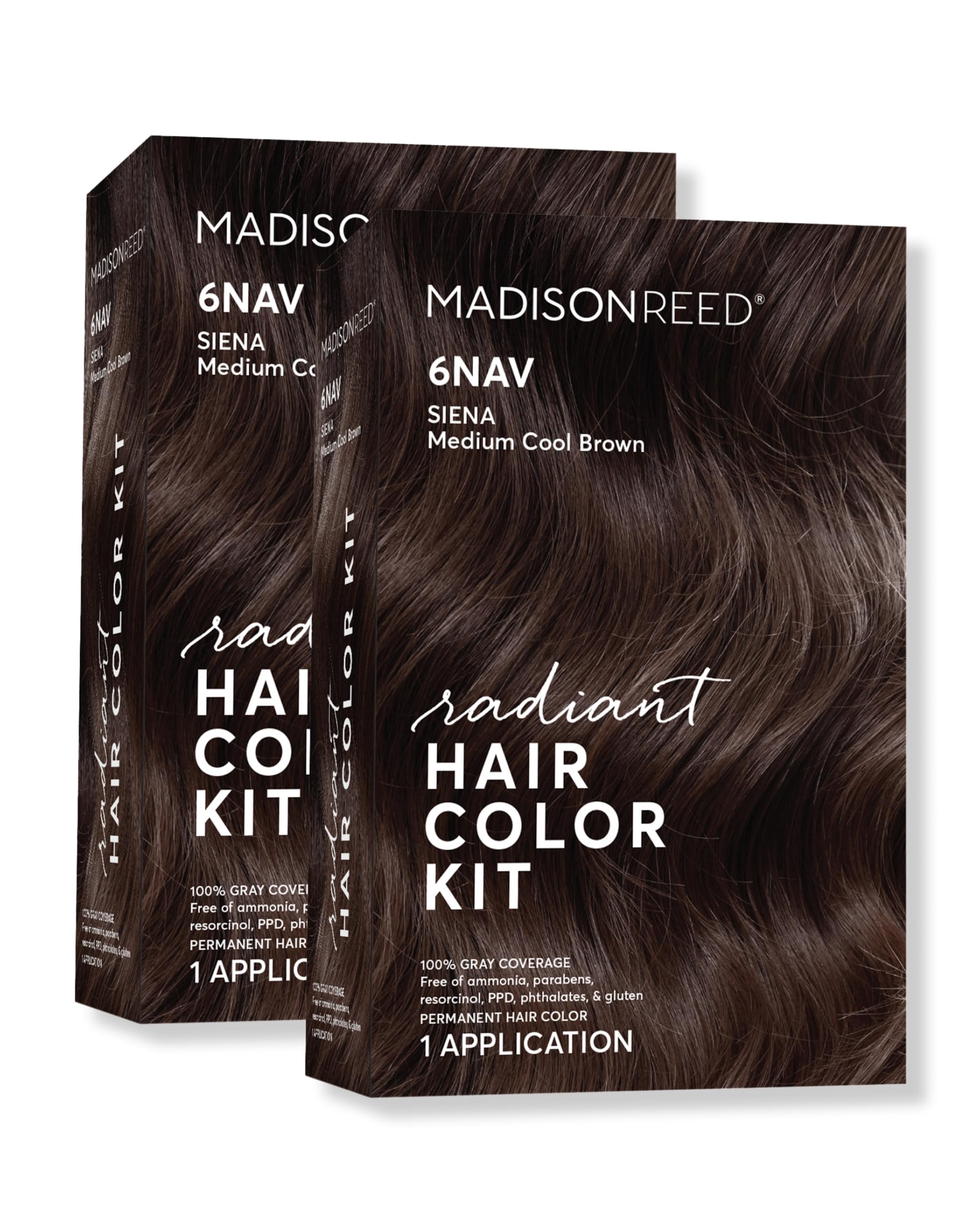 Madison Reed Radiant Hair Color Kit - 6NAV Medium Cool Brown (Siena Brown), Dimensional Gray Hair Blending Permanent Hair Dye, PPD-Free & Ammonia-Free
