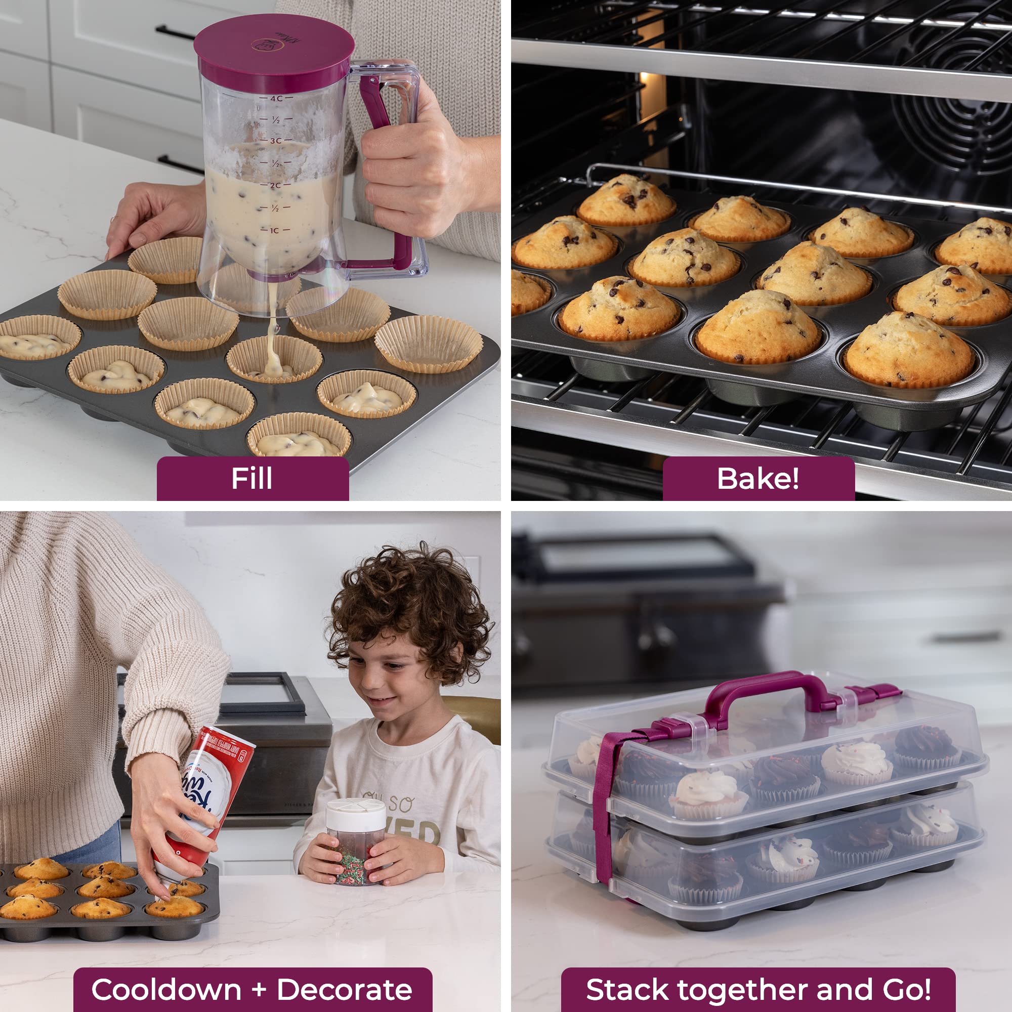 KPKitchen Pojemnik na babeczki - idealny do patelni do muffinek i transportu - kubki do muffinek