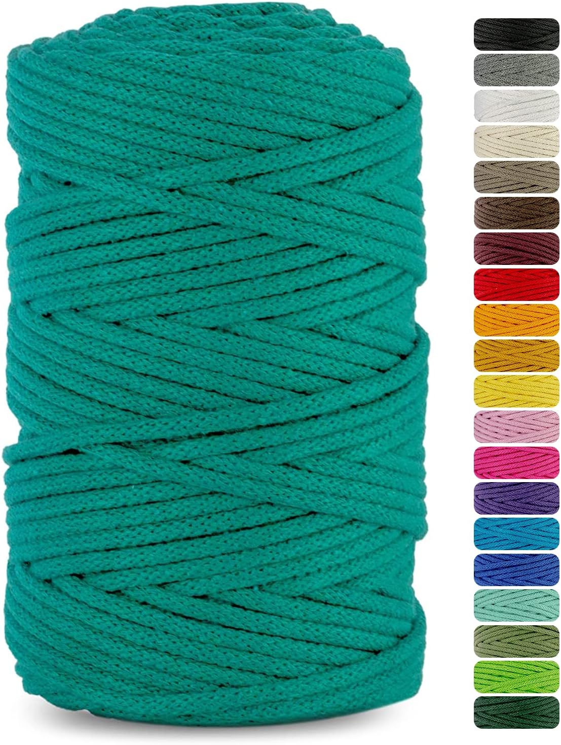 Netuno 1x Macrame Cord Braided Macramé Yarn Turquoise 5 mm x 100 m 0,2 inch x 3 937 inch Natural Twine String Cotton Cord Ideal Project Hanging Baskets DIY Handbags Decoration