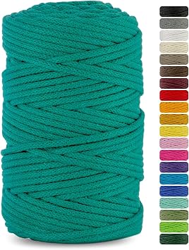 Netuno 1x Macrame Cord Braided Macram  Yarn Turquoise 5 mm x 100 m 0,2 inch x 3 937 inch Natural Twine String Cotton Cord Ideal Project Hanging Baskets DIY Handbags Decoration | Cotton cord with natural core, high-quality and versatile - for boho decoration, crochet, dream catcher and hanging baskets