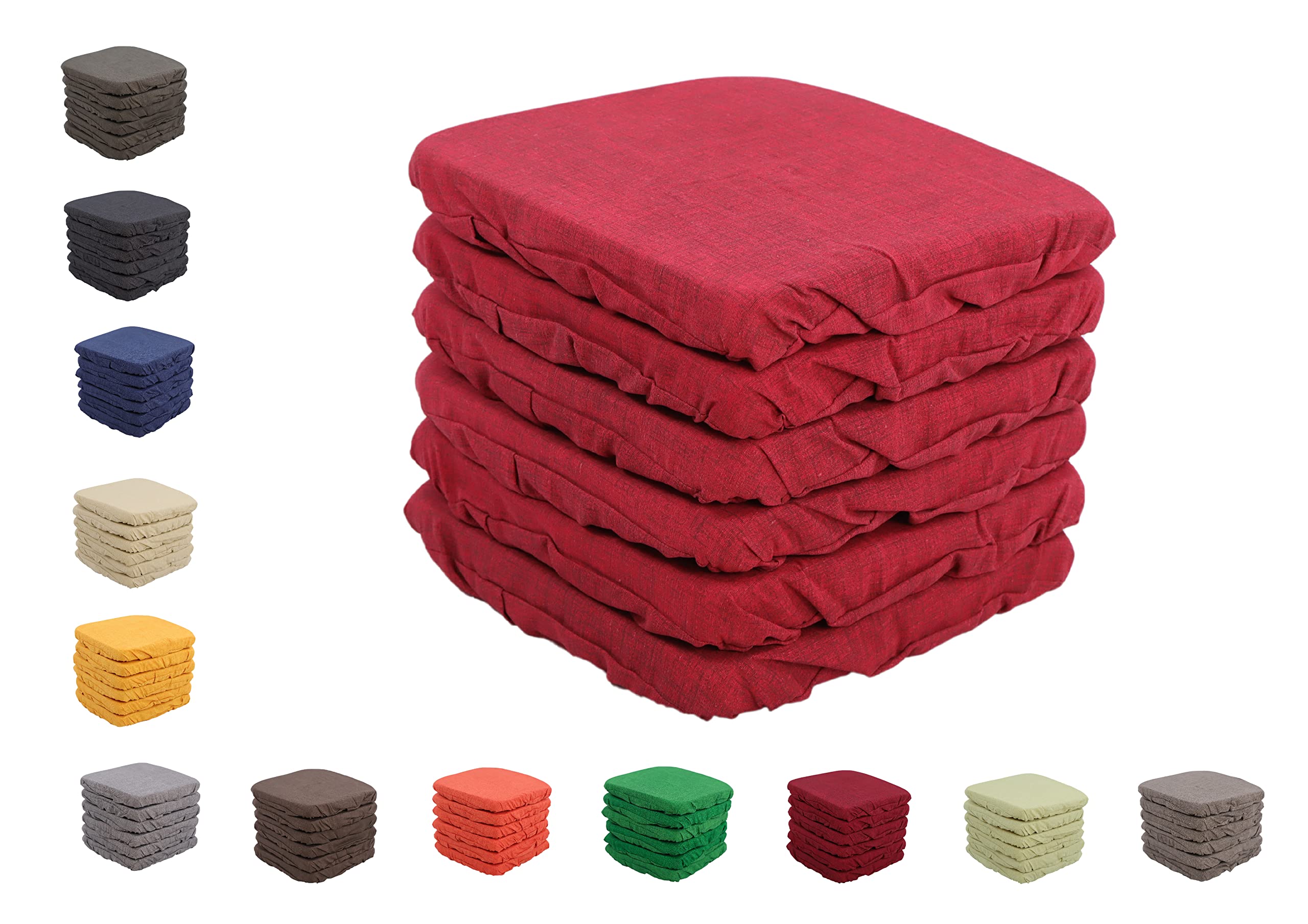 Set 6 Cuscini Per Sedia - Coprisedia Imbottiti - 40x40 Cm - Tinta Unita Tortora