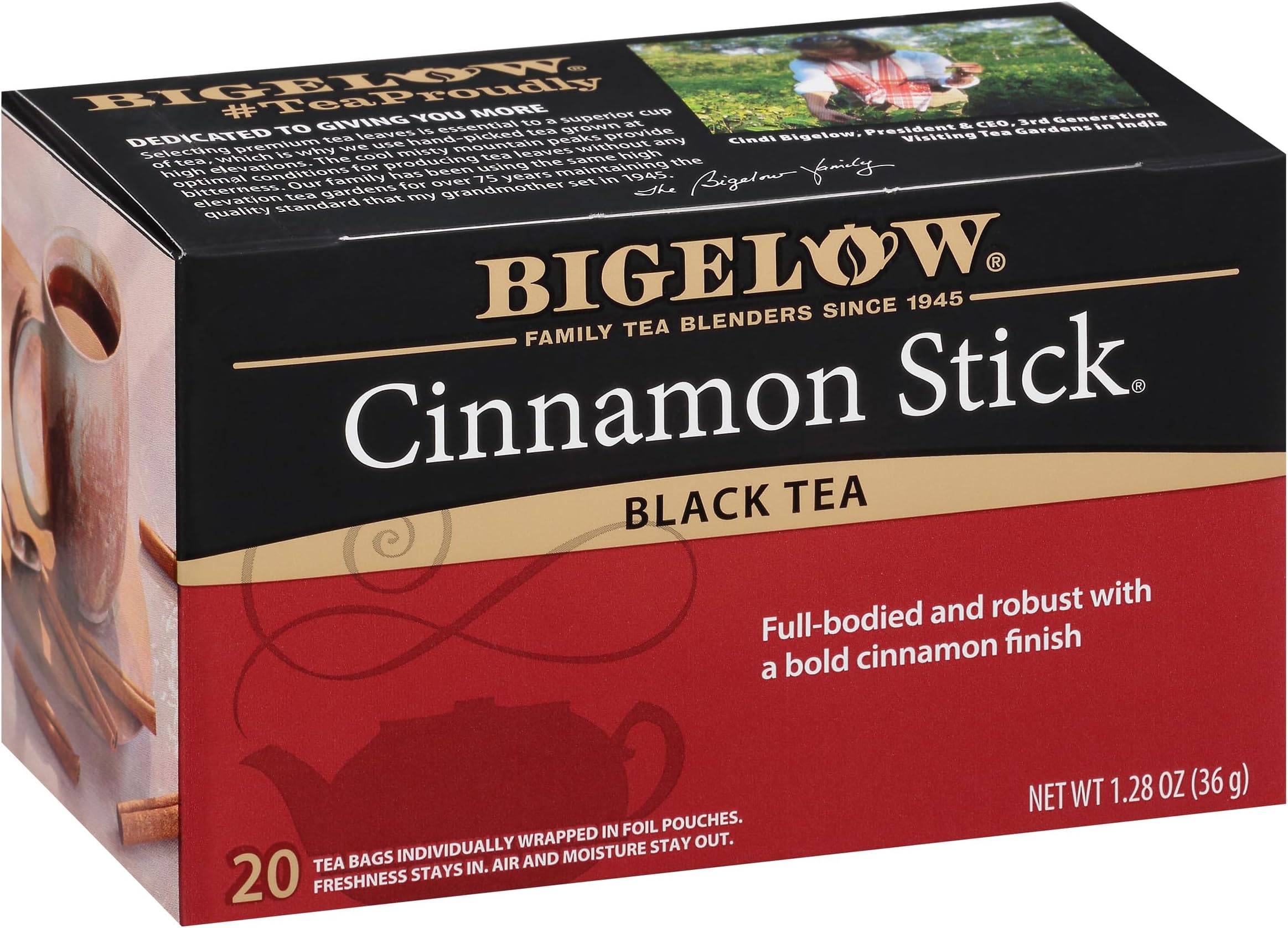 Bigelow Tea Cinnamon Stick Black Tea, Caffeinated Tea with Cinnamon, 20 Count Box (Pack of 6), 120 Total Tea Bags