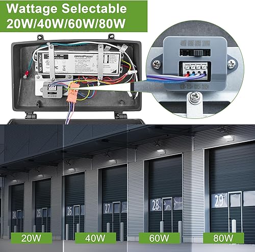 Miniatura 9 de Paquete de luz LED de corte completo de 120 W100 W80 W60 W W, seleccionable, luz de pared LED exterior de 5000 K con fotocélula, 150-400 W MHHPS