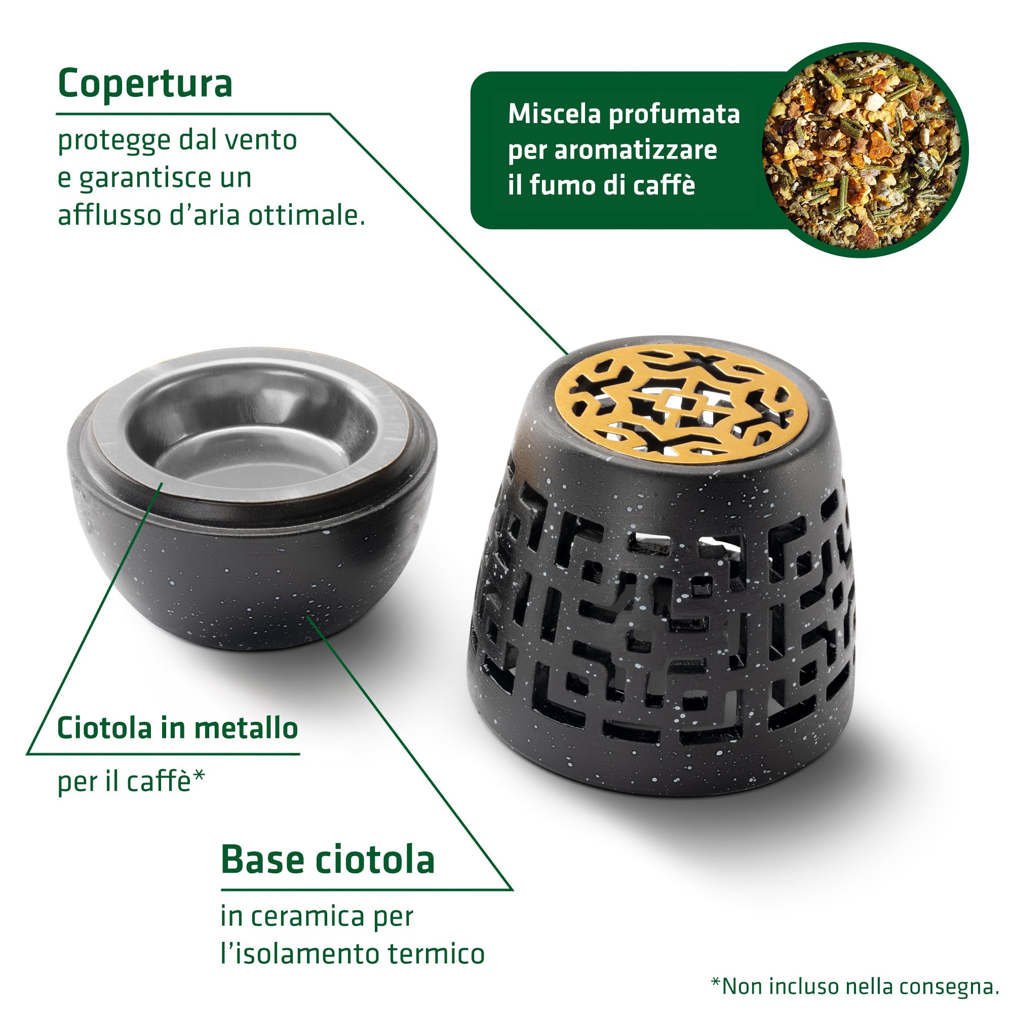 Gardigo® Repellente Vespe | Aroma di caffè e Miscela di Arancia e Rosmarino | Anti Vespe | Allontana Insetti col caffè | Incensiere Brucia Incenso Antivespe