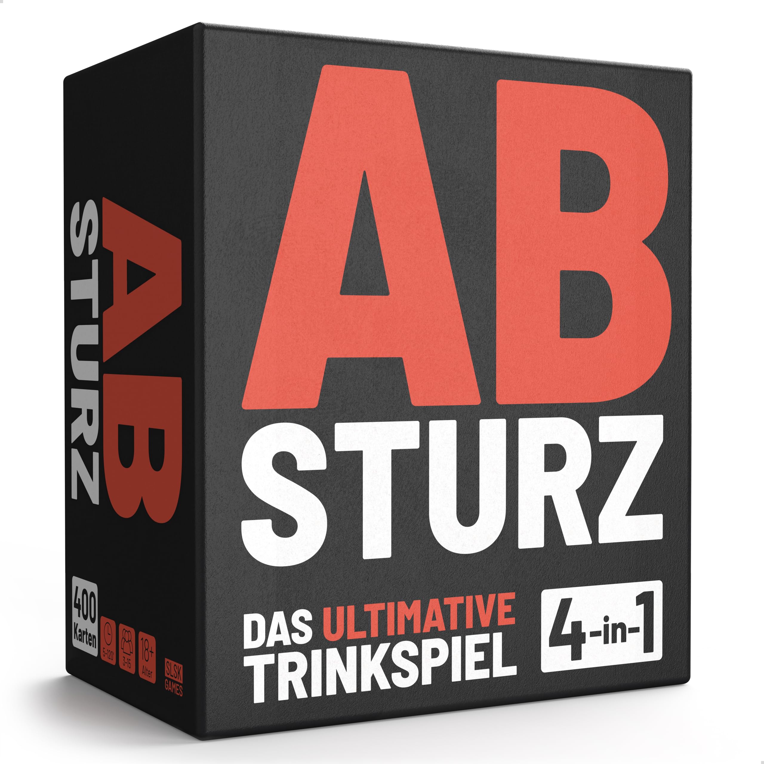 Absturz - Das ultimative Trinkspiel - mit 400 Karten - Saufspiel - Kartenspiel - Partyspiele für Erwachsene - Trinkspiele Partyspiele ab 18 - Ideal für Jede Feier JGA, Party - deutsche Version