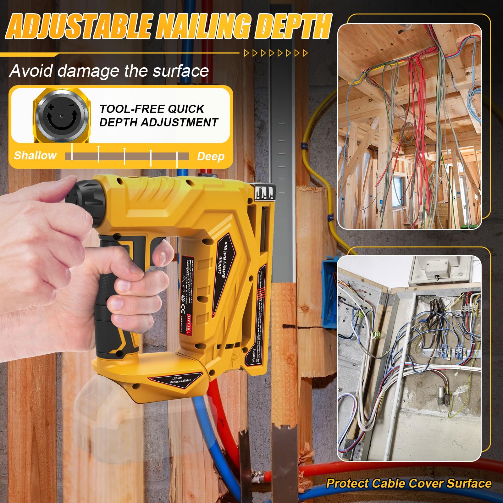 Roadtime Chiodatrice a batteria per batterie DeWalt da 20 V (senza batteria), 18 GA e pistola per unghie tipo 140, pistola senza spazzole max. 150 colpi/min, con 1000 chiodi e 1000 graffette, per fai