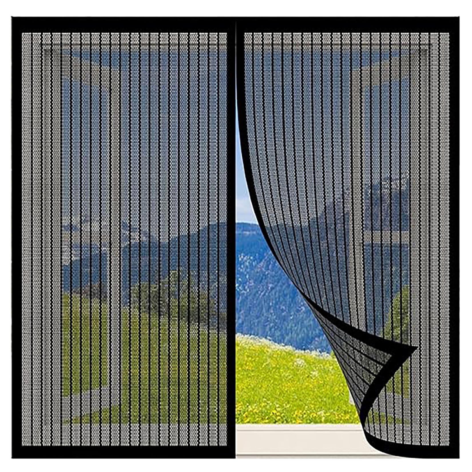 Lihuane Black Insect Fly Window Screen 176 X 115 Cm Easy To Open Windows Insect Mesh Mosquito Bug Net No Drilling Or Screwing For Windows Doors Patio, Cat-Proof,
